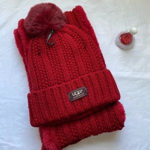 UGG Red Hat & Infinity Scarf Set